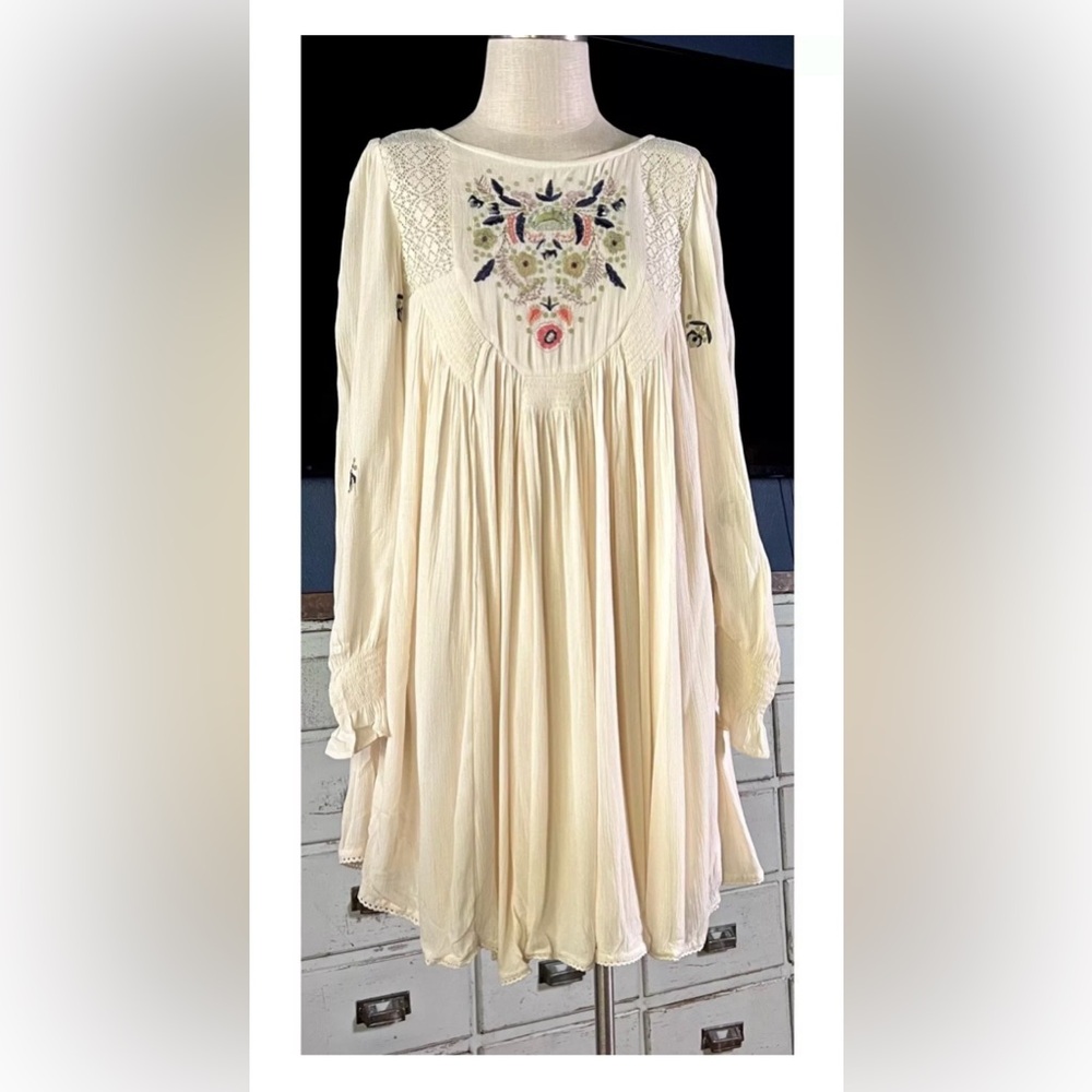 Free People Desert Bloom Embroidery Dress L